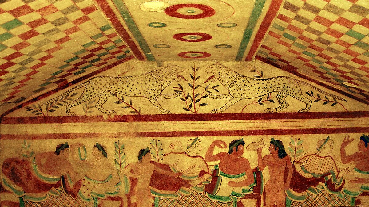 Stairway descending into a painted Etruscan tomb at Monterozzi necropolisTarquinia